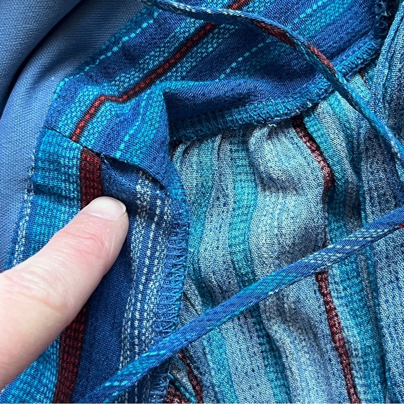 Ecoté Urban Outfitters Blue Striped Midi Dress Boho Beachy Ballet Wrap Straps 0 - Picture 11 of 16